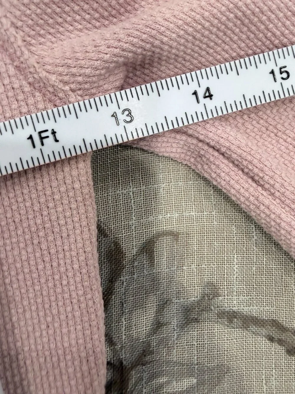 Free People We The Free Blush Pink Thermal Top Embroidered Mixed Media Cuffs XS